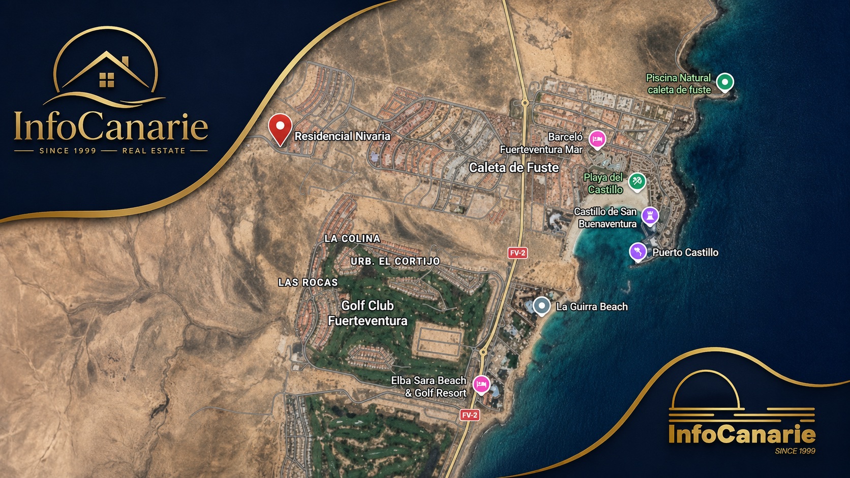 Residencial Nivaria Fuerteventura Map Caleta de Fuste - El Castillo - InfoCanarie Residencial Nivaria Fuerteventura Map InfoCanarie